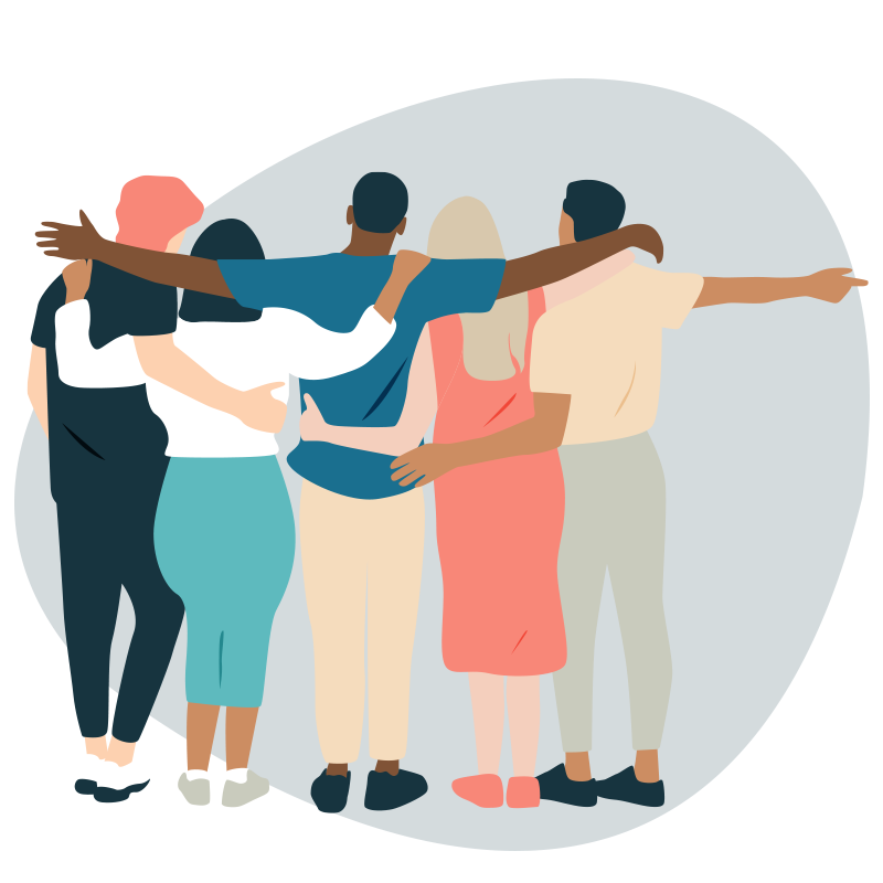 Group of people hugging each other after grieving a loss